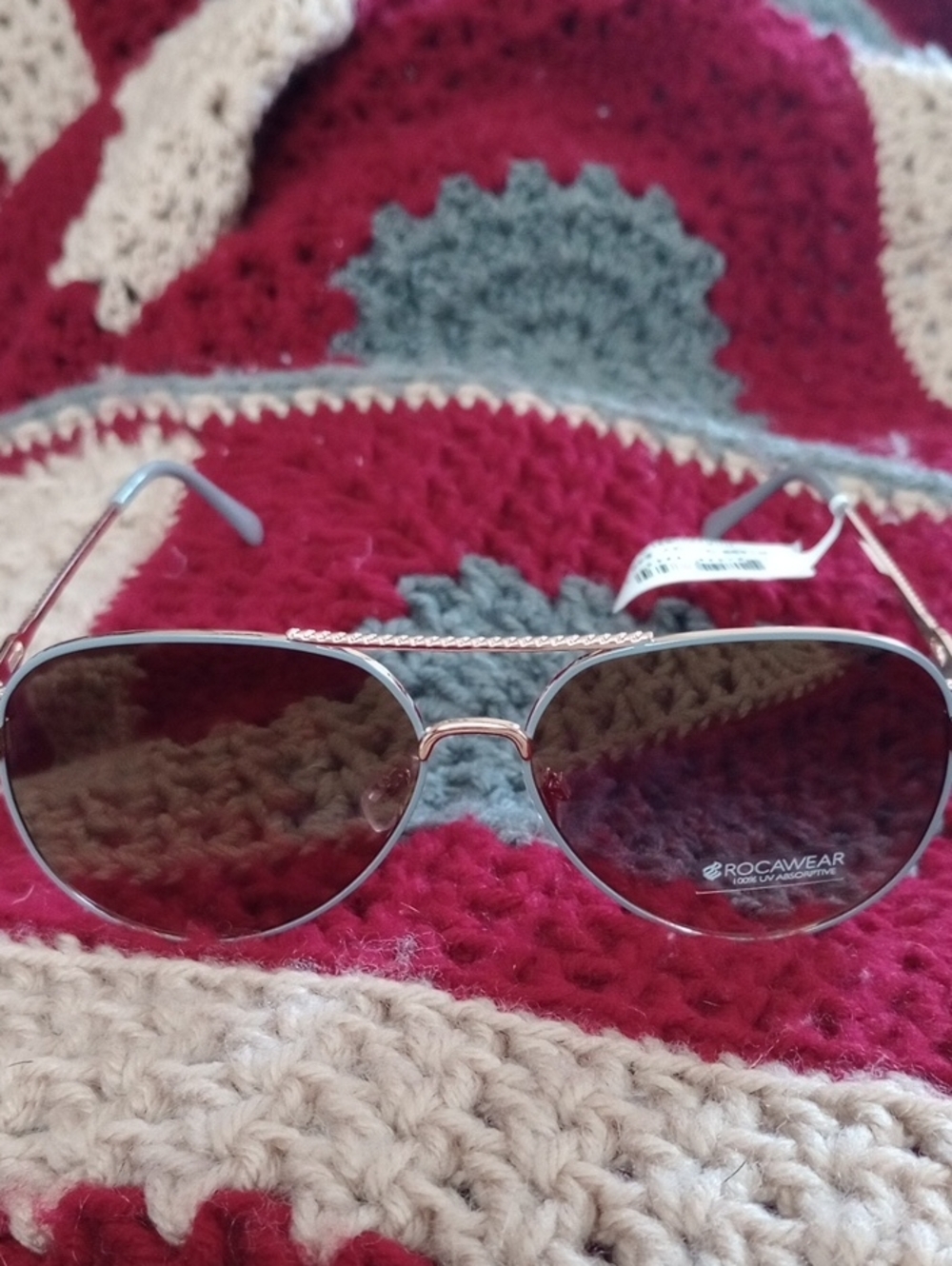 NWT ROCAWEAR Gold Frame Sunglasses with Brown Lenses